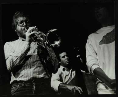 Henry Lowther, Chris Laurence and Norma Winstone on stage at The Stables, Wavendon, Buckinghamshire. Artist: Denis Williams