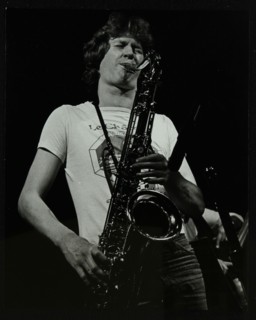 Saxophonist Chris Hunter playing at The Stables, Wavendon, Buckinghamshire. Artist: Denis Williams