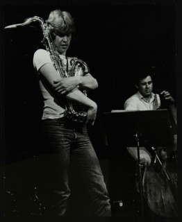 Chris Hunter and Chris Laurence on stage at The Stables, Wavendon, Buckinghamshire. Artist: Denis Williams