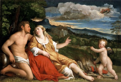 'Mars, Venus and Cupid', 1520s. Artist: Jacopo Palma il Vecchio.