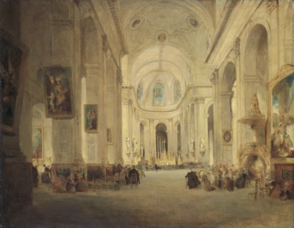 'Interior of St Sulpice, Paris', 1834. Artist: John Scarlett Davis.