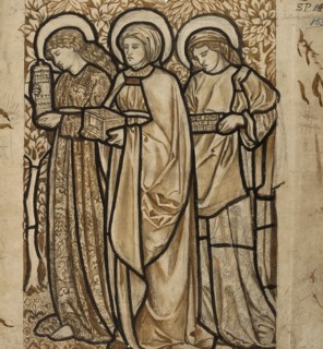 'Three Marys at the Sepulchre - Design for stained glass', 1862. Artist: William Morris.