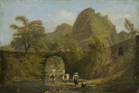 'Dynas Rock and bridge'', 1820. Artist: George Orleans De La Motte