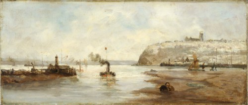'Lighthouse outside Cardiff docks', c1900. Creator: Richard Short.