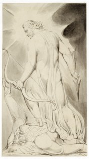 'Christ trampling down Satan', c1800. Artist: William Blake.