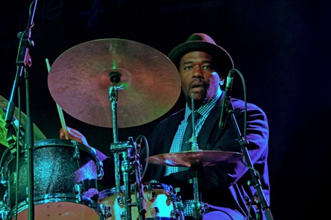 Ulysses Owens Jnr, Love Supreme Jazz Festival, Glynde Place, East Sussex, 2014.  Artist: Brian O'Connor.