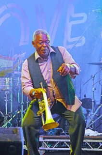 Hugh Masekela, Love Supreme Jazz Festival, Glynde Place, East Sussex, 2015. Artist: Brian O'Connor.