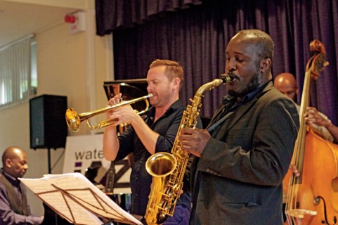 Tony Kofi and Quentin Collins, Watermill Jazz Club, Dorking, Surrey, 2015.  Artist: Brian O'Connor.