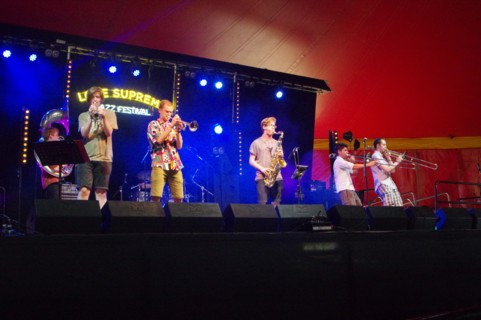 Tom Green and the Brass Funkeys, Love Supreme Jazz Festival, Glynde Place, East Sussex, 2015. Artist: Brian O'Connor.