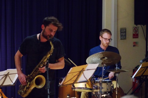 Dave Hamblett and Josh Arcoleo, Watermill Jazz Club, Dorking, Surrey, October 2015. Artist: Brian O'Connor.