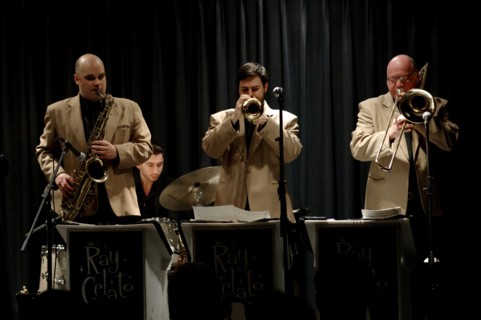 George Hogg, Olly Wilby and Andy Rogers, Watermill Jazz Club, Dorking, Jan 2016. Artist: Brian O'Connor.