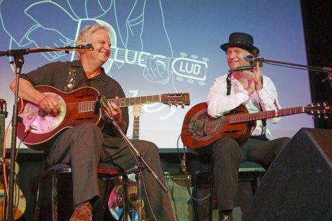 Mike Dowling and Ben Tyzack, Crawley Blues Festival, Hawth, Crawley, West Sussex, Oct 2015. Artist: Brian O'Connor.