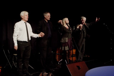 Herbie Flowers, Mike Hatchard, Shane Hill and Tina May, Hawth, Crawley, West Sussex, Nov 2015. Artist: Brian O'Connor.