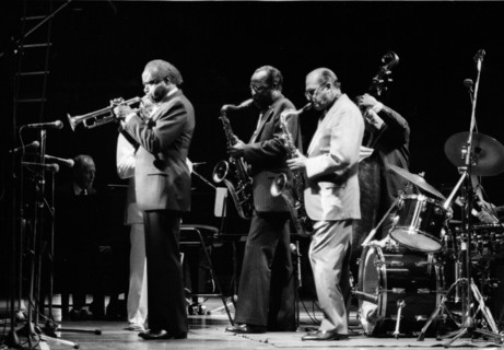 Harry Edison 'Sweets', Buddy Tate, Al Cohn, Capital Jazz Festival, London, June 1985. Artist: Brian O'Connor.