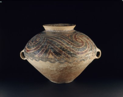 Burial urn with red and black swirls, c3000 BC. Artist: Unknown.