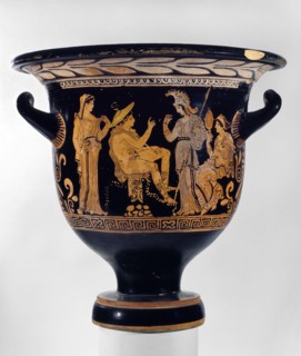 Red-figure Apulian Bell-crater, c 375 BC - 350 BC. Artist: Rehearsal Painter.