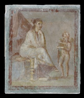 Framed vignette painted in fresco on a green wall, 65-75. Artist: Unknown.