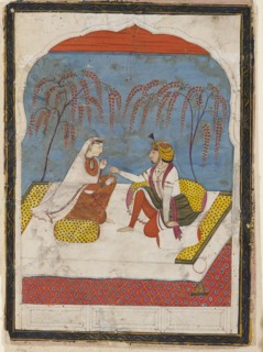 A Raja offering a bracelet to a lady, 19th century. Artist: Unknown.
