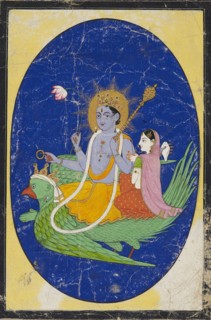 Vishnu and consort mounted on Garuda, 19th century. Artist: Unknown.