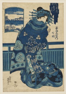 Woodblock print - Courtesan, 19th century.