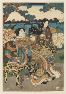 Woodblock print - Courtesan and maid, 1786-1865. Artist: Utagawa Kunisada.