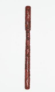Lacquer writing brush and lid with peonies, early 15th century. Artist: Unknown.