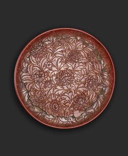 Lacquer dish with flowers, probably 1403-1435. Artist: Unknown.