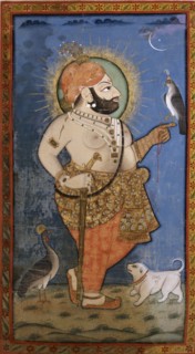 Maharana Bhim Singh with a hawk, 1805-1810. Artist: Unknown.