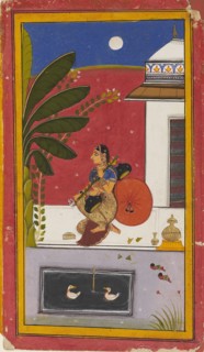A lady playing a vina, 1630-1640. Artist: Sahibdin.
