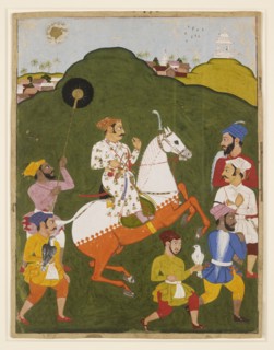 Equestrian portrait of Maharana Raj Singh I of Mewar, 1670. Creator: Unknown.