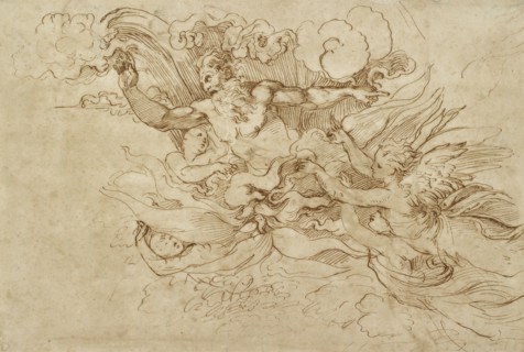 Jehovah in a flaming Cloud, attended by Angels, 16th century. Artist: Baldassare Peruzzi.