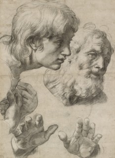 Studies of the Heads of two Apostles and of their Hands, 16th century. Artist: Raphael.