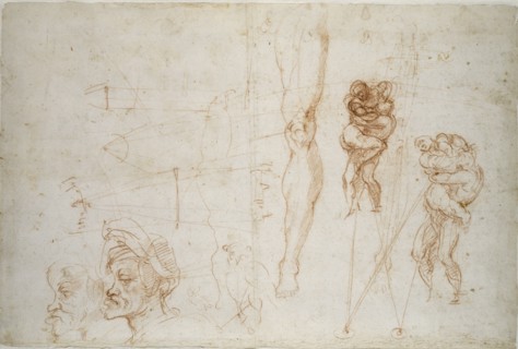 Hercules and Antaeus and other Studies, 16th century. Artist: Michelangelo Buonarroti.