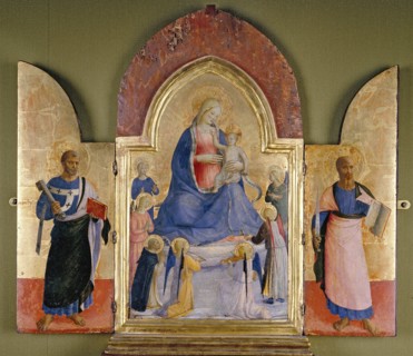 Virgin and Child with Angels and Dominican Saint; St Peter (left); St Paul (right), 15th century Artist: Studio of Fra Angelico.