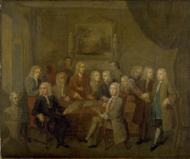 An Assembly of 'Virtuosi', 1700-1737. Artist: Gawen Hamilton.