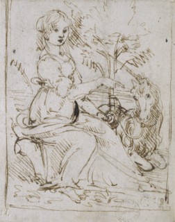 A Maiden with a Unicorn, late 1470s. Artist: Leonardo da Vinci.