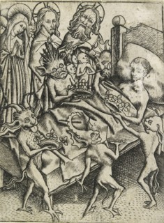 The Temptation of avarice, c15th century. Artist: Master ES.