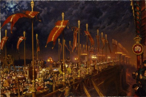 London Bridge on the Night of the Marriage of the Prince and Princess of Wales, 1863. Artist: William Holman Hunt.
