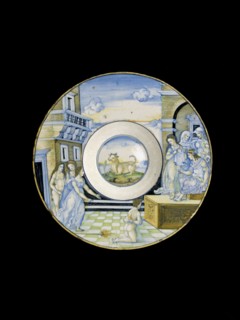 Plate with the Calumny of Apelles, c1522. Artist: Nicola da Urbino.