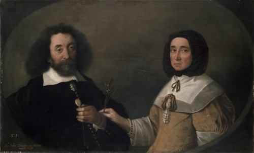 John Tradescant the Younger and Hester, his second Wife, 17th century. Artist: Emanuel de Critz.