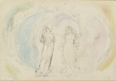 Beatrice and Dante in Gemini, amid the Spheres of Flame, 1825-1827. Artist: William Blake.