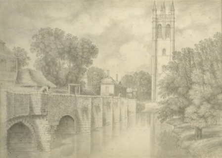 Magdalen Bridge and Tower, 18th century. Artist: John Baptist Malchair.