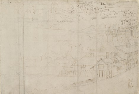 Panorama of London as seen from Southwark: Bankside, 1554. Artist: Anthonis van den Wyngaerde.