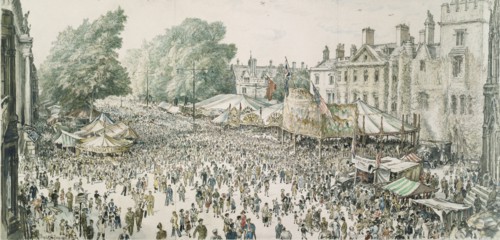 St Giles' Fair, from a Window of the Randolph Hotel, 1945. Artist: David Muirhead Bone.