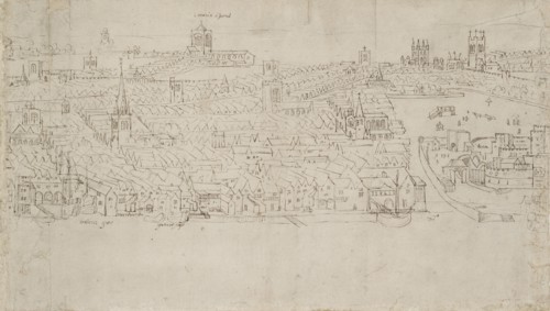 Panorama of London as seen from Southwark: Billingsgate to Tower Wharf, 1554. Artist: Anthonis van den Wyngaerde.