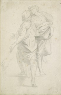 Two Figures standing on a Flight of Steps, after Raphael, c1853-54 Artist: Edgar Degas.