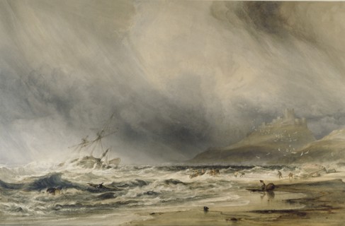 Bambourough Castle, 1852. Artist: Anthony Vandyke Copley Fielding.