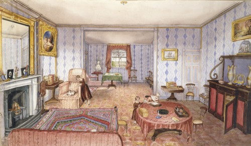 Admiral Bosanquet's Drawing Room at Clay Hill, Enfield, 1843. Artist: Charlotte Elizabeth Ives Bosanquet.