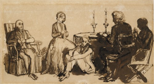 An Evening at the Combes' House, 1850-1851. Artist: Charles Allston Collins.