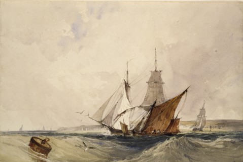 Shipping off the Kent Coast, c1820s. Artist: Richard Parkes Bonington.